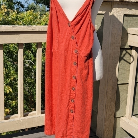 LOVE TREE BURNT ORANGE MIDI DRESS, SZ LARGE - Picture 3 of 11